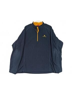 Camel Crown Fleece Quarter Zip Pullover Navy Yellow Accent Mens XXL